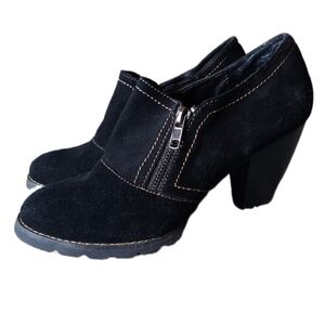 🖤 Ruff Hewn Black Suede Leather Cordoba Heels Mules Clogs 7.5 Slip On Shoes